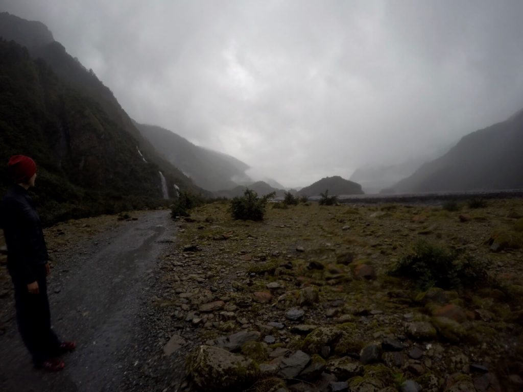Leaving our wet rental van to hike to Franz Josef Glacier, in New Zealand. ©KettiWilhelm2016